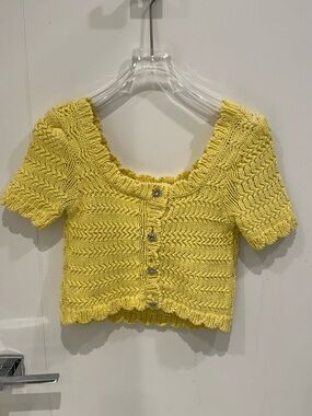 Zara yellow crocheted short sleeve cardigan - Suze Small - $40
